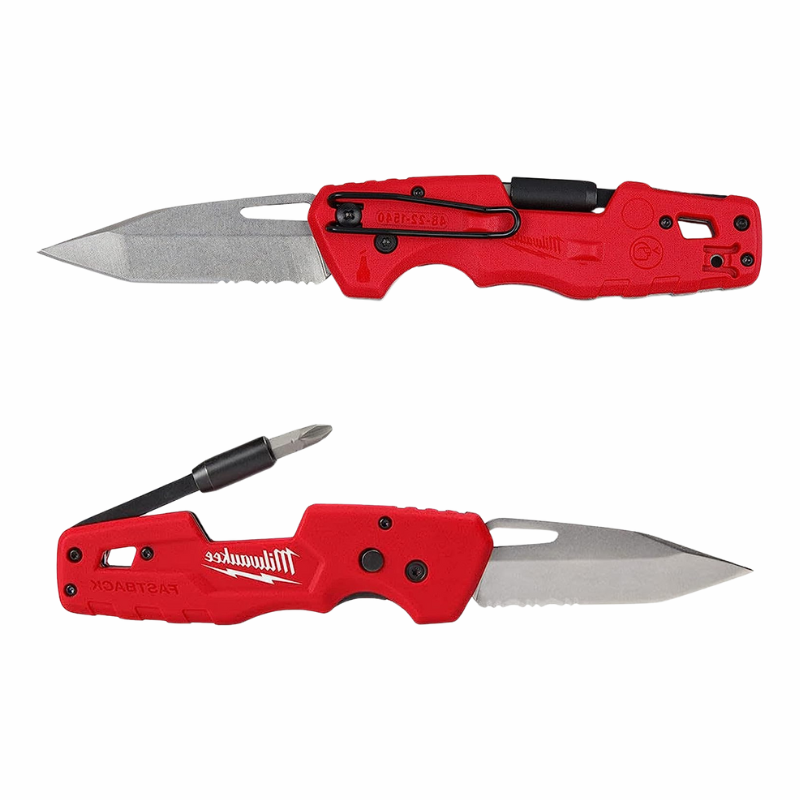 Milwaukee FASTBACK Folding Utility Knife w/Blade Multifunctionality, Red-black